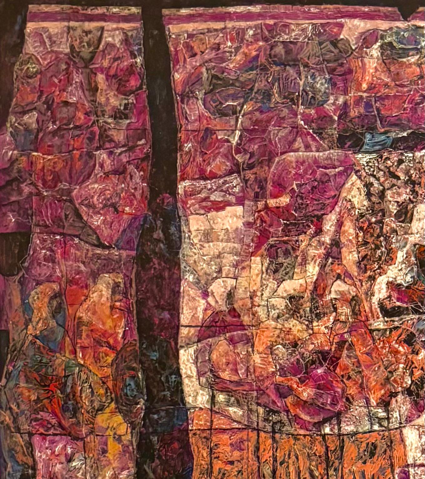 WILLIAM C GRAUER Abstract Archaeological Fresco colorful 1970s Cleveland School For Sale 13