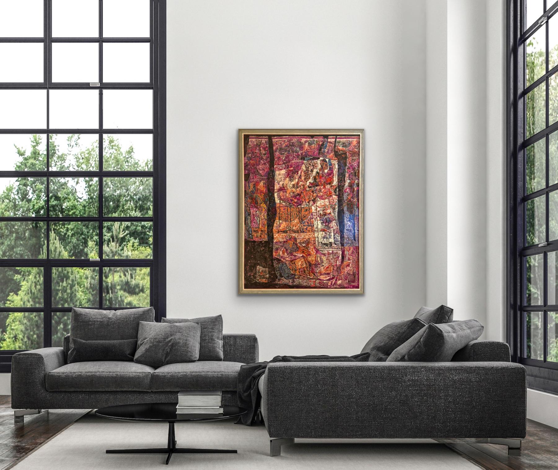 WILLIAM C GRAUER Abstract Archaeological Fresco colorful 1970s Cleveland School For Sale 2