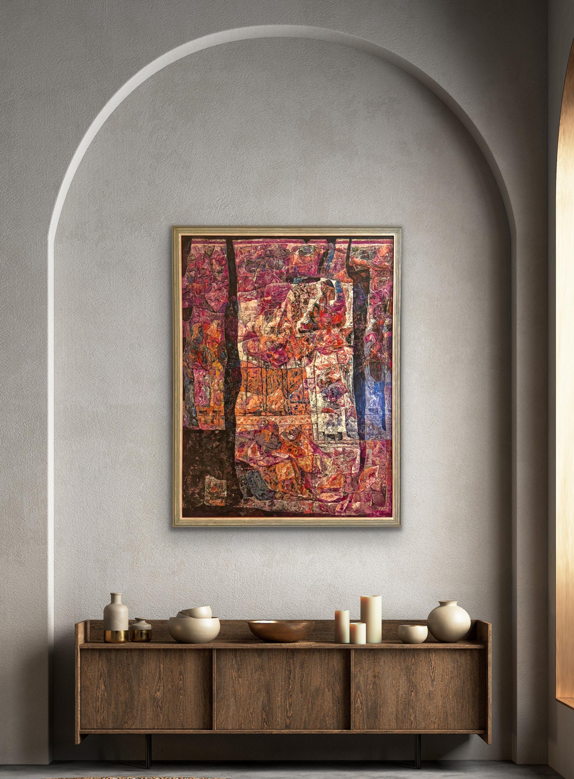 WILLIAM C GRAUER Abstract Archaeological Fresco colorful 1970s Cleveland School For Sale 3