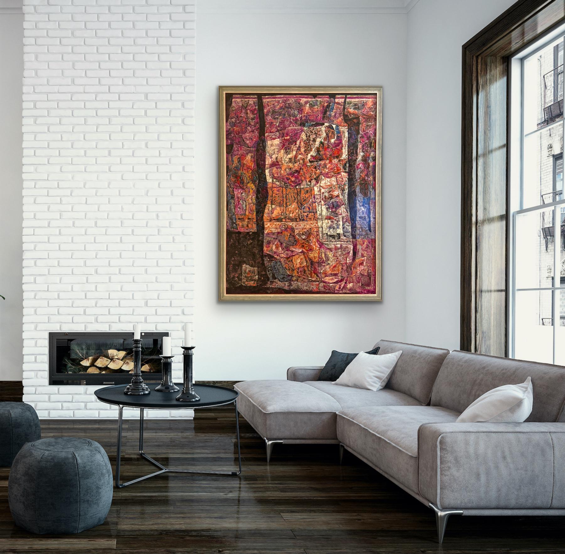 WILLIAM C GRAUER Abstract Archaeological Fresco colorful 1970s Cleveland School For Sale 4