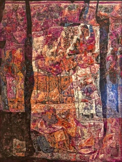 WILLIAM C GRAUER Abstract Archaeological Fresco acrylic 1970s Cleveland School