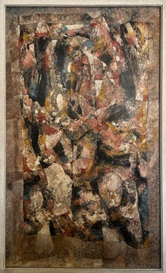 WILLIAM C. GRAUER "Pistas orientales" 1970s Escuela de Cleveland acrílico/panel RESUMEN