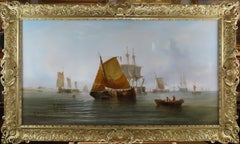 Oil Painting by William Calcott Knell "Morning, Dutch Fishing Boats in a Calm"