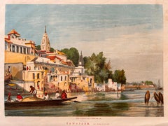 India Landscape Delhi Cawnpore Benares Set 3 Woodblock Prints William Carpenter