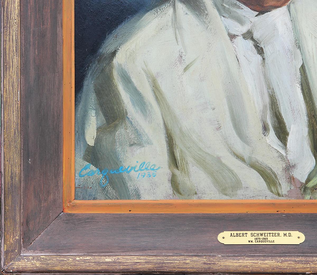 Teal Toned Realistic Portrait Painting of Albert Schweitzer 2