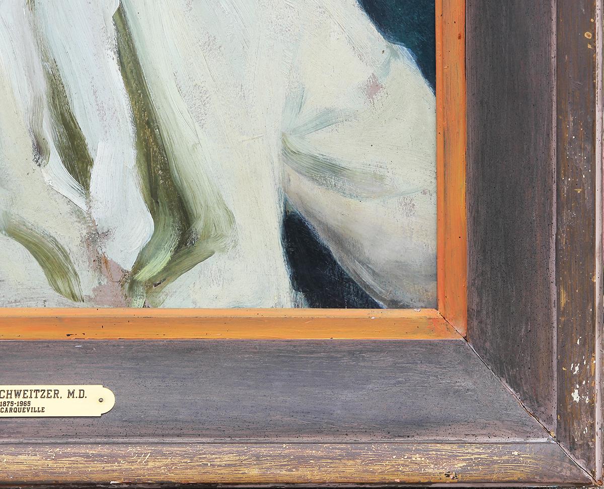Teal Toned Realistic Portrait Painting of Albert Schweitzer  3