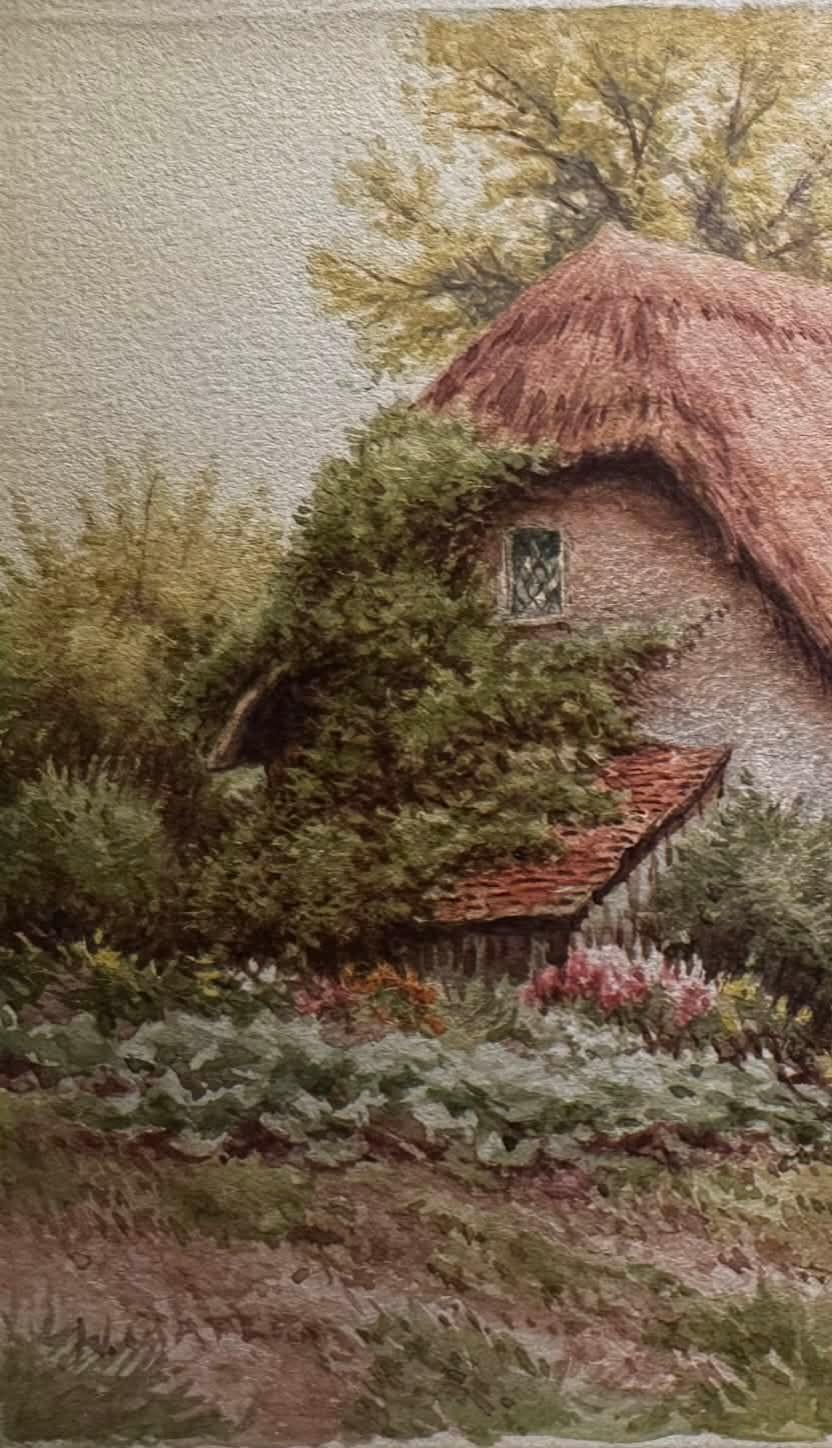 Klassisches Landhaus-Aquarell des geschätzten britischen Künstlers William Carter. Aquarell auf Pappe. Signiert unten links.

William Carter war ein Porträt-, Tier- und Stilllebenmaler. Er wurde in Swaffham in Norfolk als Sohn des Tiermalers Samuel