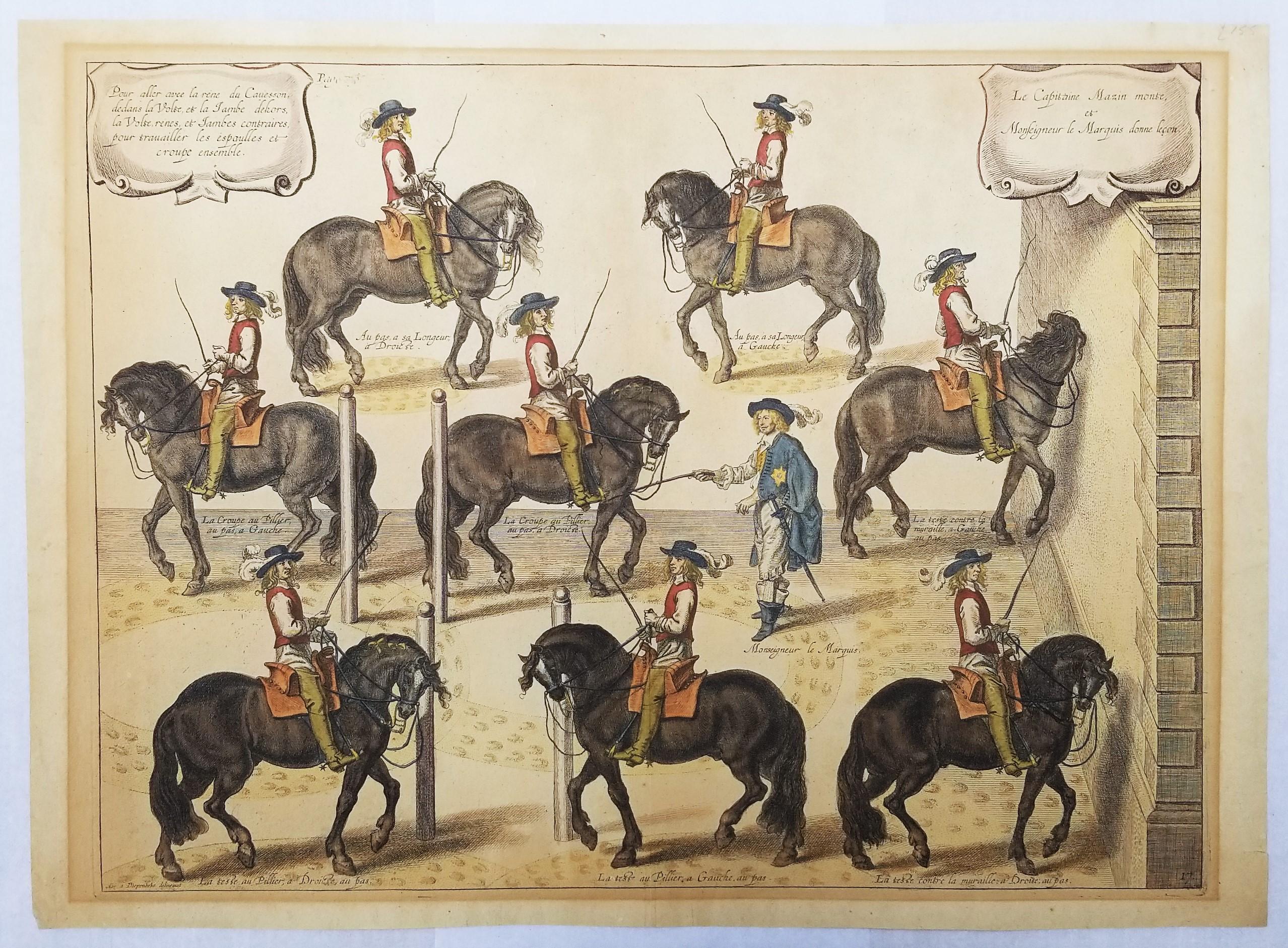 El Capitán Mazin Cabalga, y el Marqués Da la Lección /// Arte Ecuestre con Caballos - Print Antiguos maestros de William Cavendish
