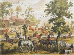 Les Poulins (The Foals) /// Equestrian Horse Animal Landscape Old Master Dutch