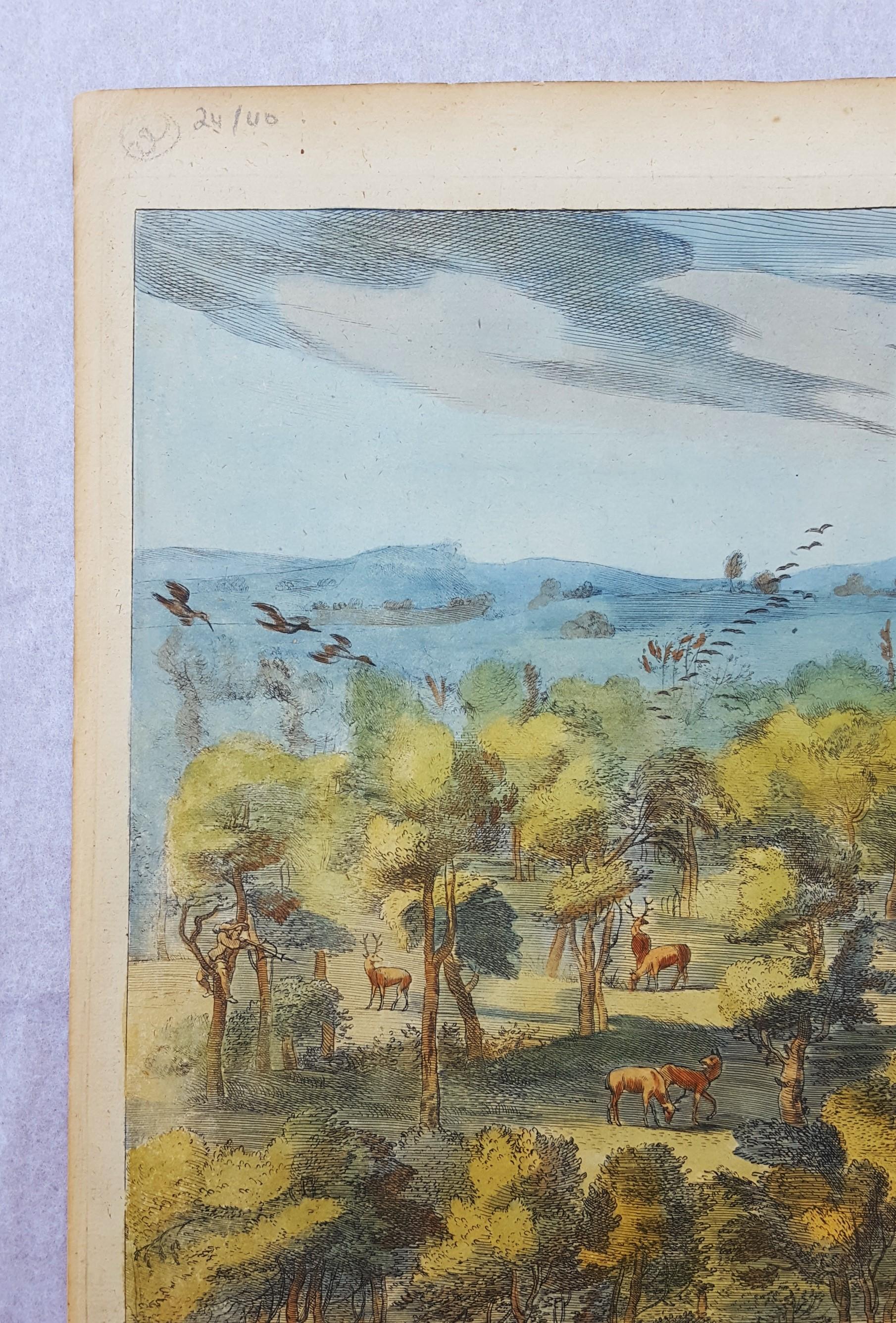 Welbeck Park Belongs to the Marquis of Newcastle /// Equestrian Horse Old Master - Brown Landscape Print by William Cavendish