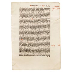 William CAXTON - UNE LEAF ORIGINAIRE provenant du Polycronicon ( Polychronicon) 1482