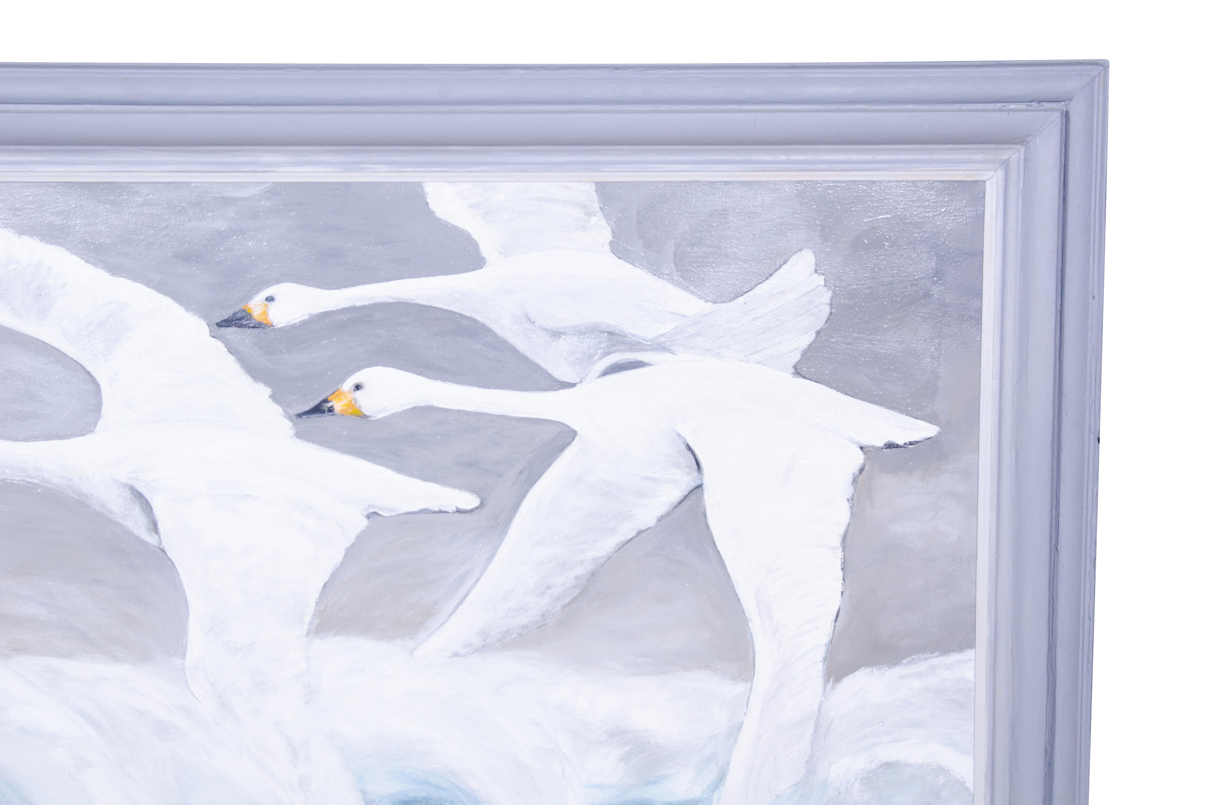 flying swan painting