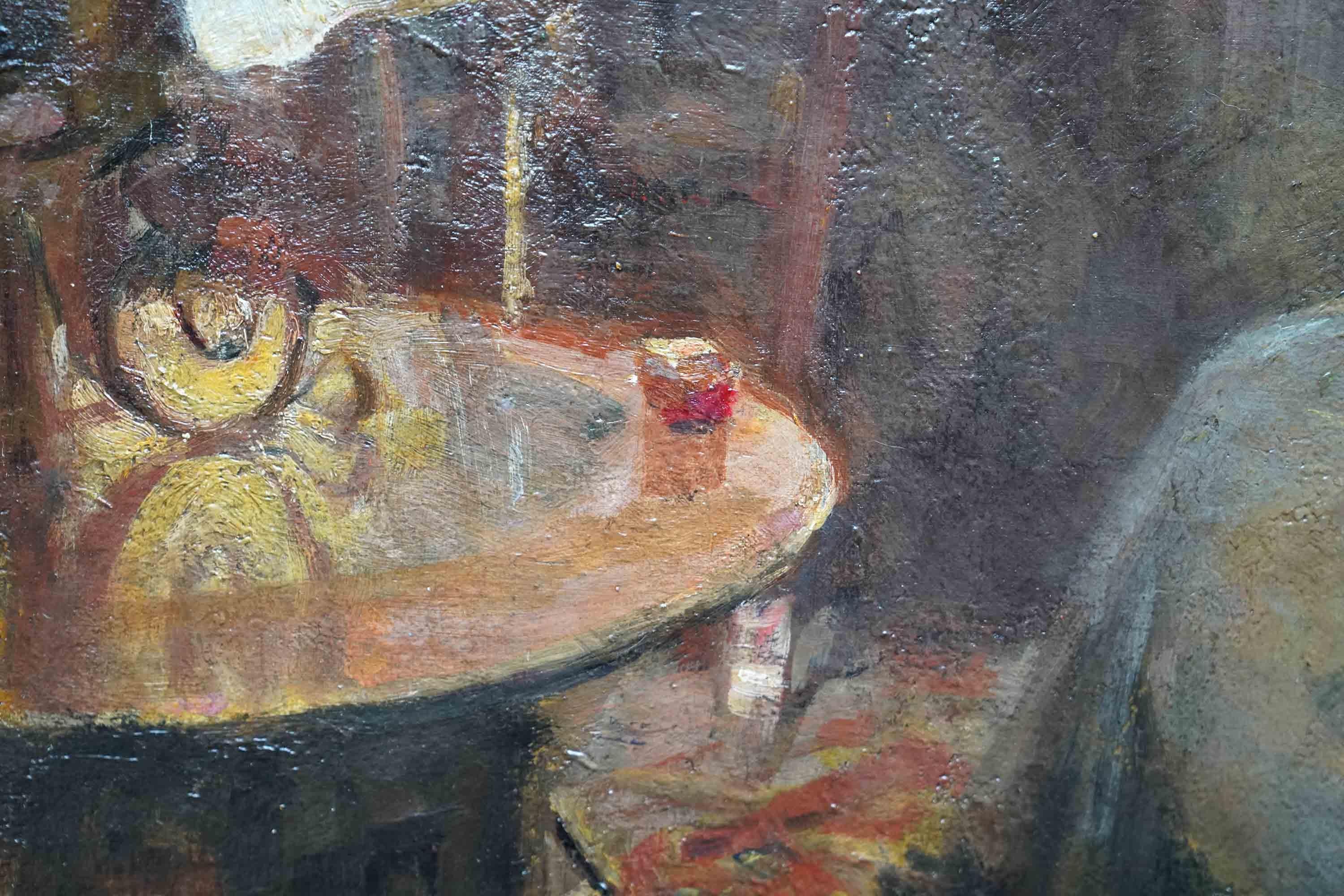 Violinista in un interno - Quadro ad olio musicale dell'arte impressionista britannica del XIX secolo in vendita 4