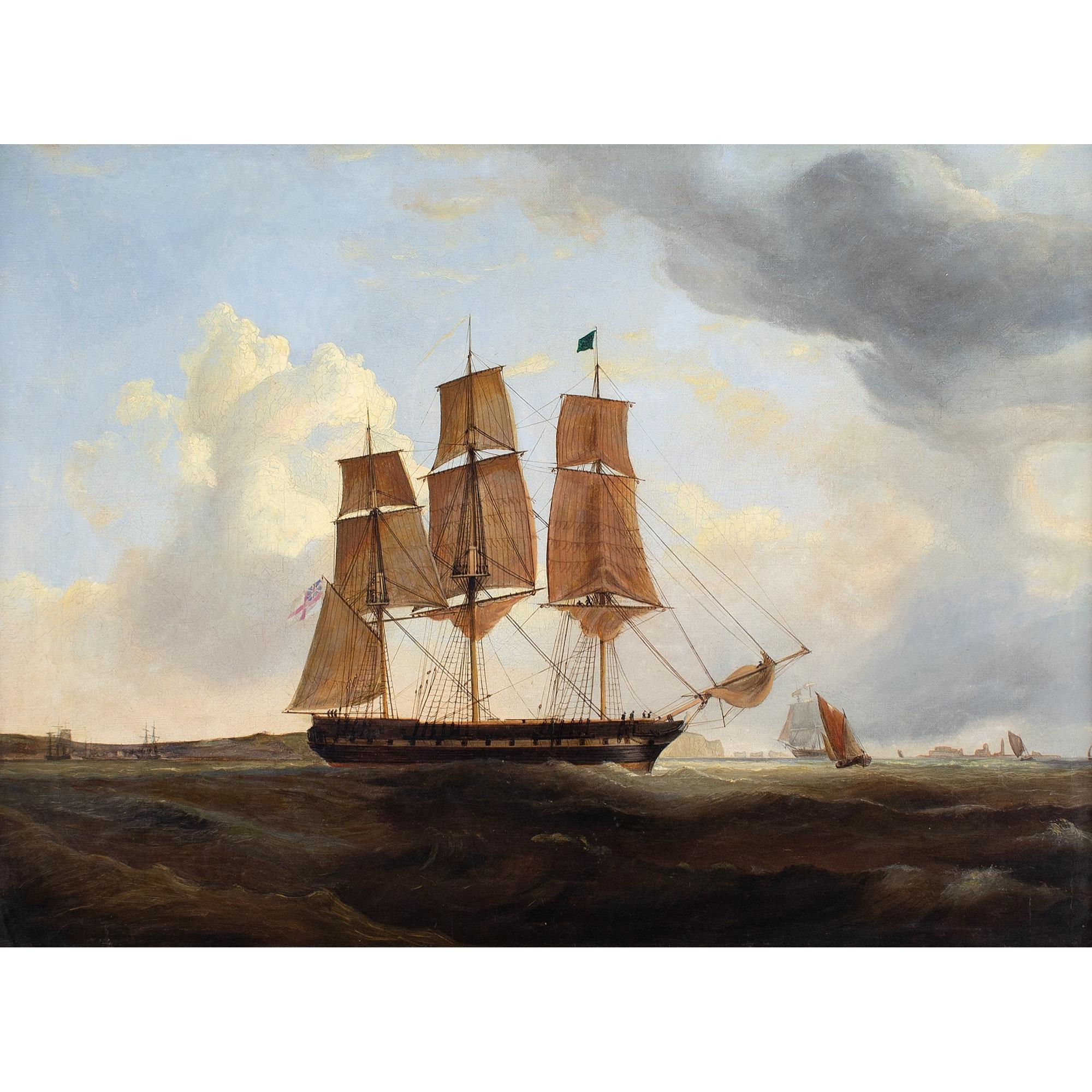 William Clark Of Greenock (Attributed) Shipping Off Yarmouth & The Needles, Isle For Sale 1