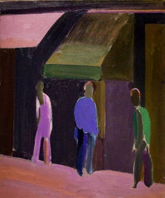 Street Awning: Abstracted Figurative New York Oil Painting c. 1963 William Clutz