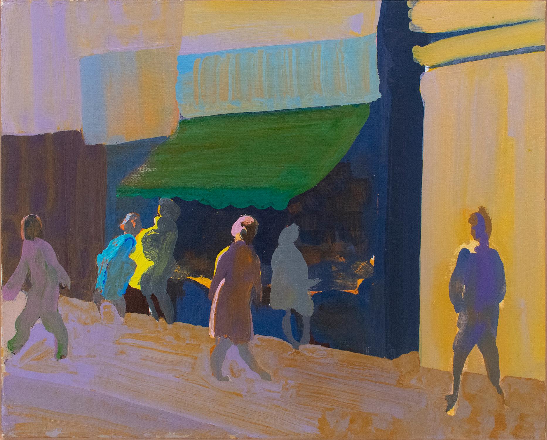 Street Shopping (Impressionistic 1970s New York Cityscape by William Clutz)