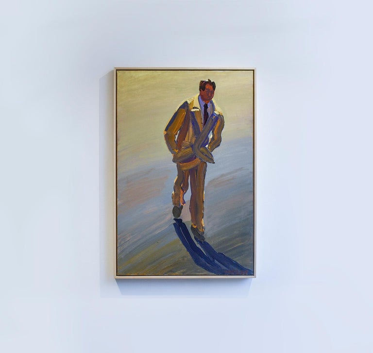 Tan Suit IV: Abstract Figurative Painting of Man in Beige Suit by William Clutz For Sale 1