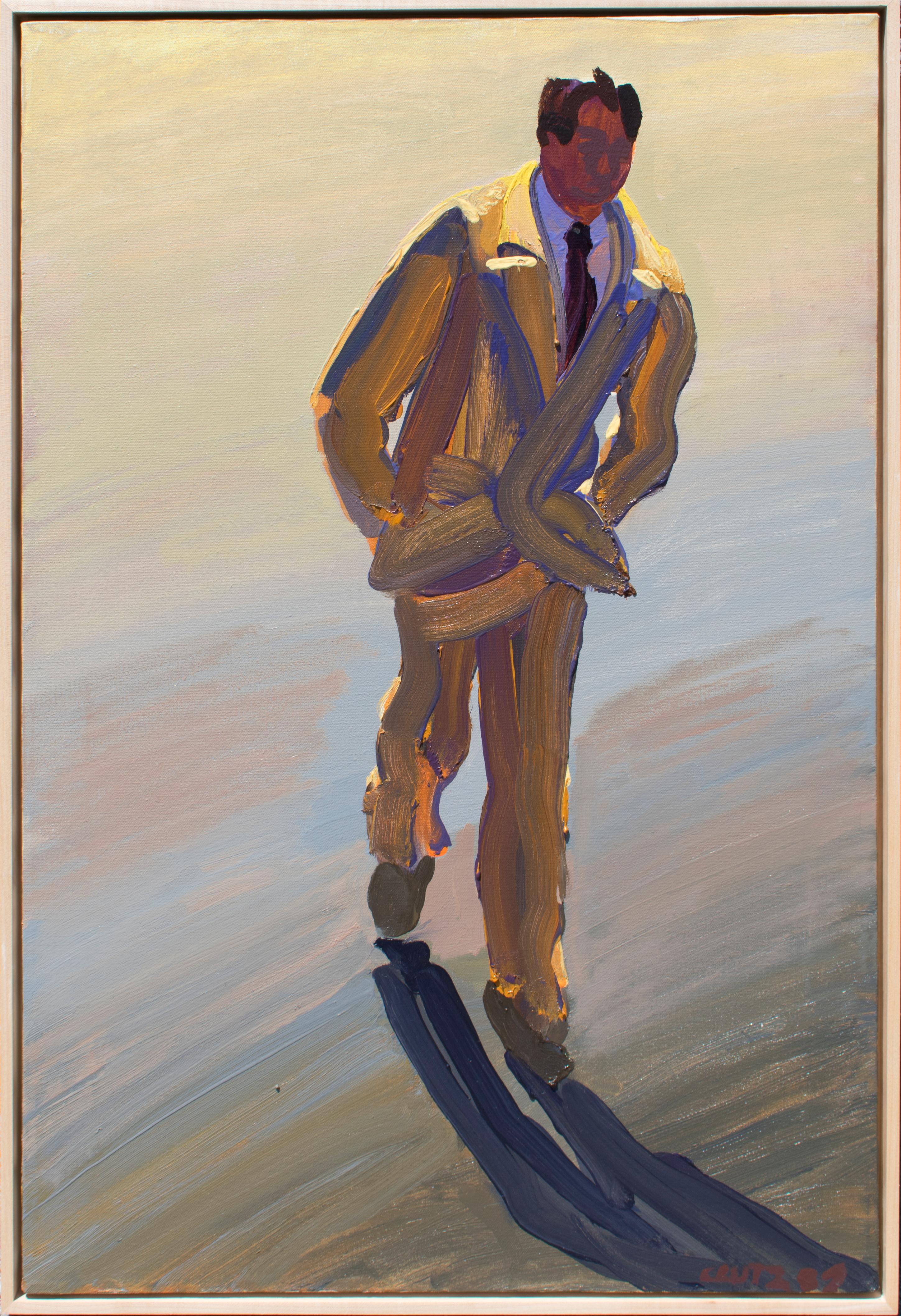 Tan Suit IV: Abstract Figurative Painting of Man in Beige Suit by William Clutz