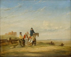 Circle of William Collins (1788-1847) - Framed Oil, Fisherfolk on the Shore