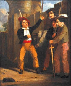 The Storyteller. Humorous Early Victorian Original Oil Painting. Royal Academy.