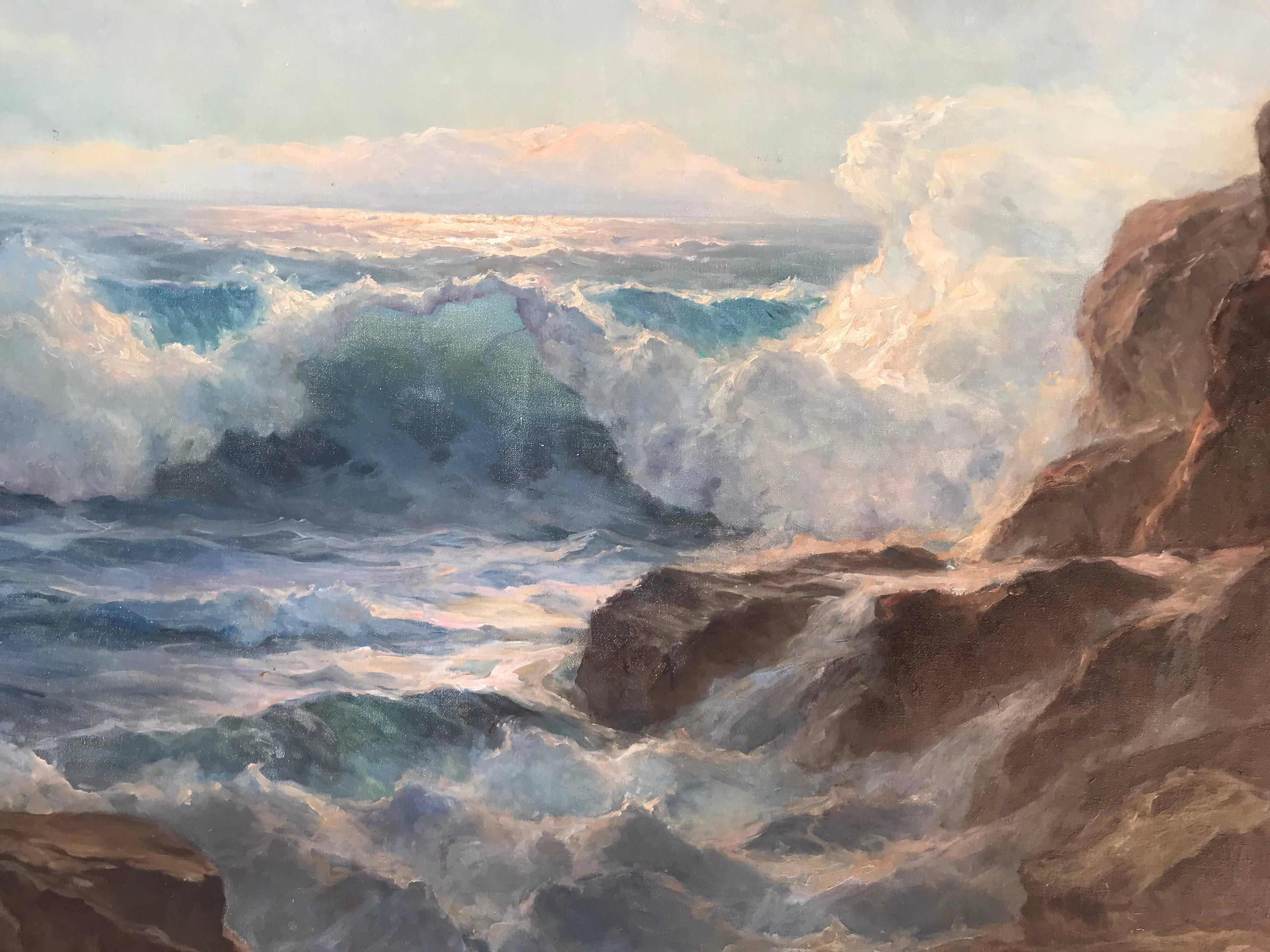 William Columbus Ehrig Landscape Painting - "Crashing Surf”