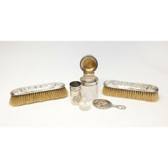 William Comyns London Sterling Silver Vanity Set Cherubs Angels