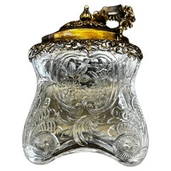 William Comyns & Sons Intaglio Cut Glass & Silver Biscuit Jar 1900, London