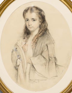 William Crawford (1825-1869) - 1858 Mixed Media, Portrait of a Young Girl