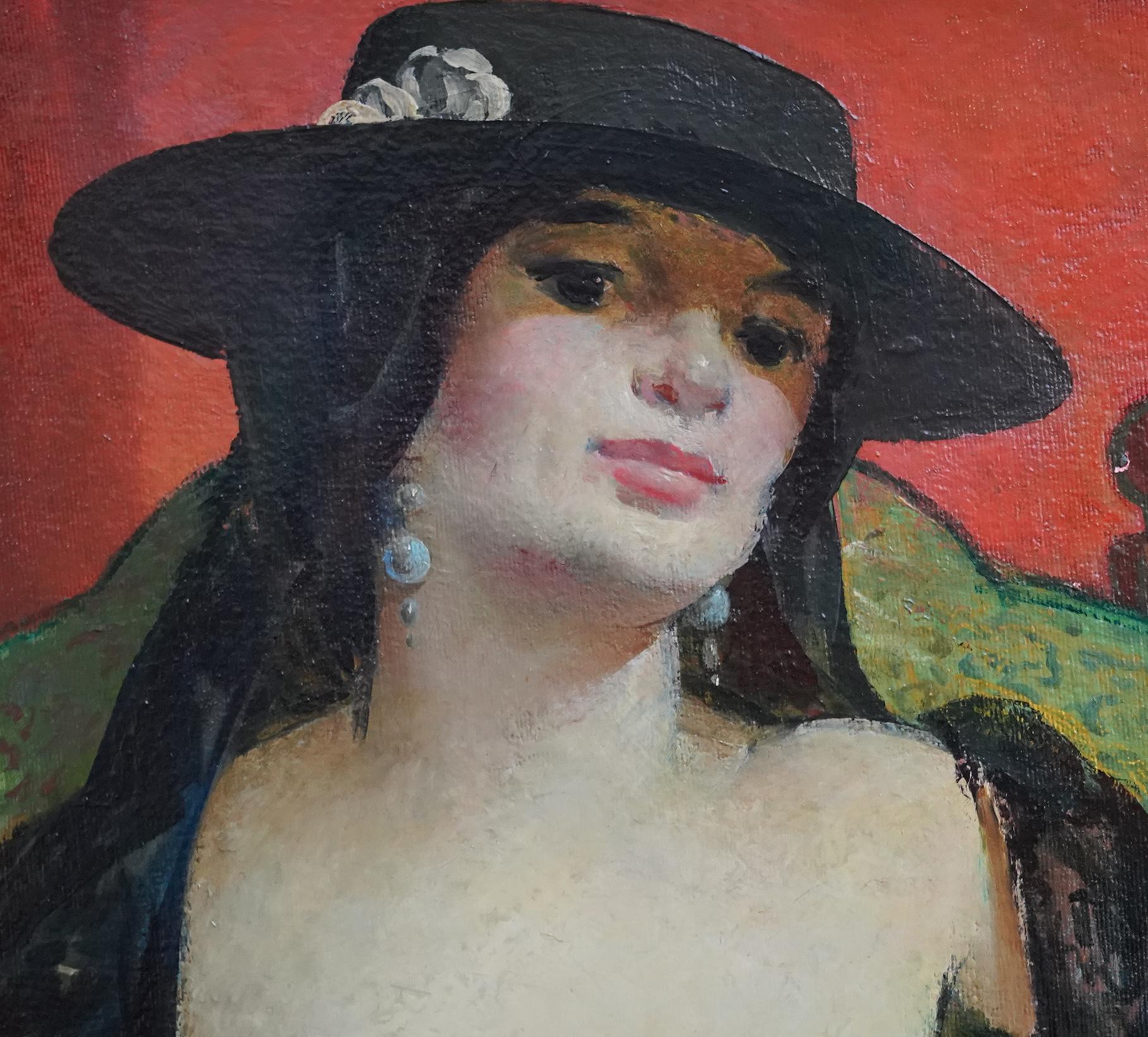 Portrait nu d'une femme espagnole - Peinture à l'huile d'un portrait de femme écossaise en vente 3