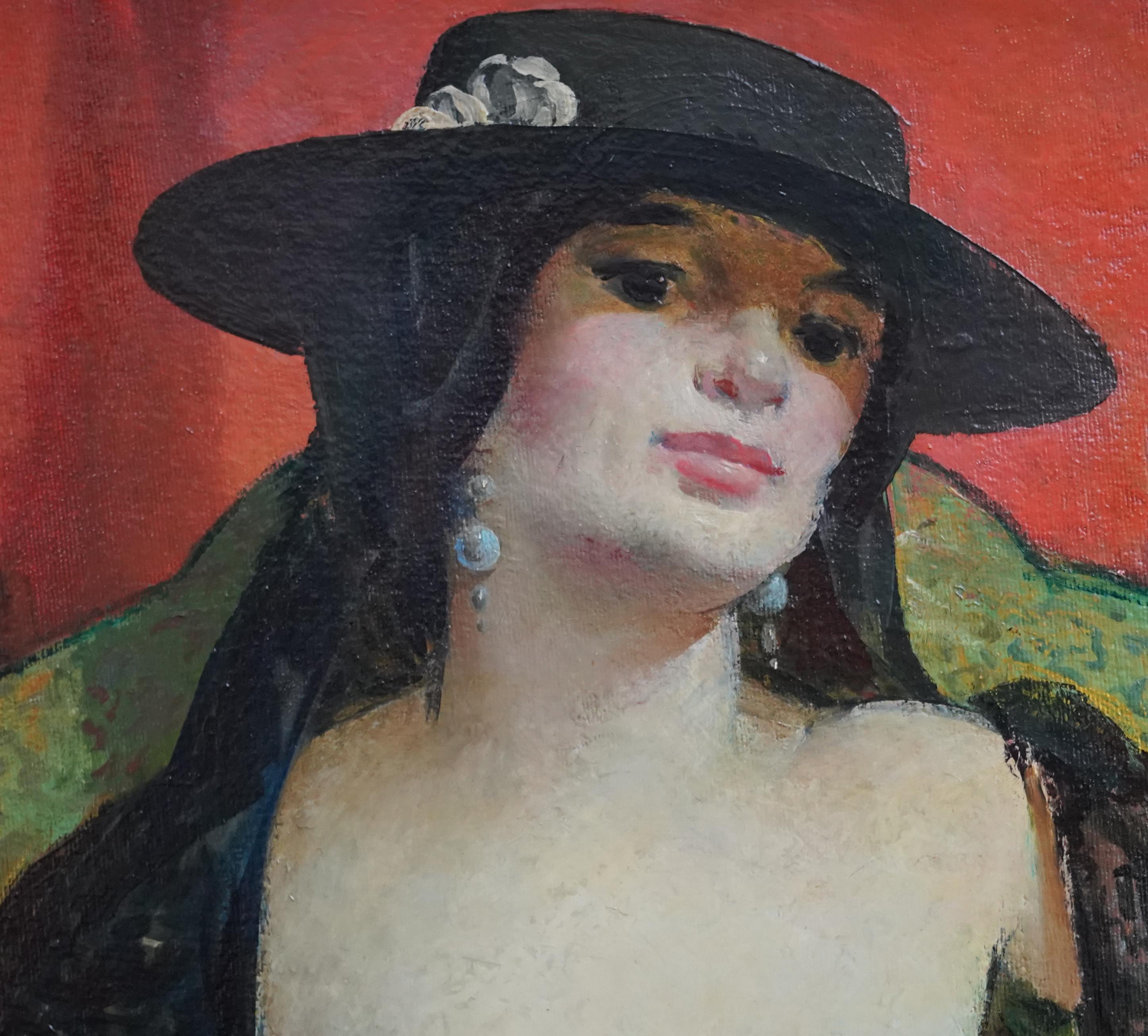 Portrait nu d'une femme espagnole - Peinture à l'huile d'un portrait de femme écossaise en vente 4
