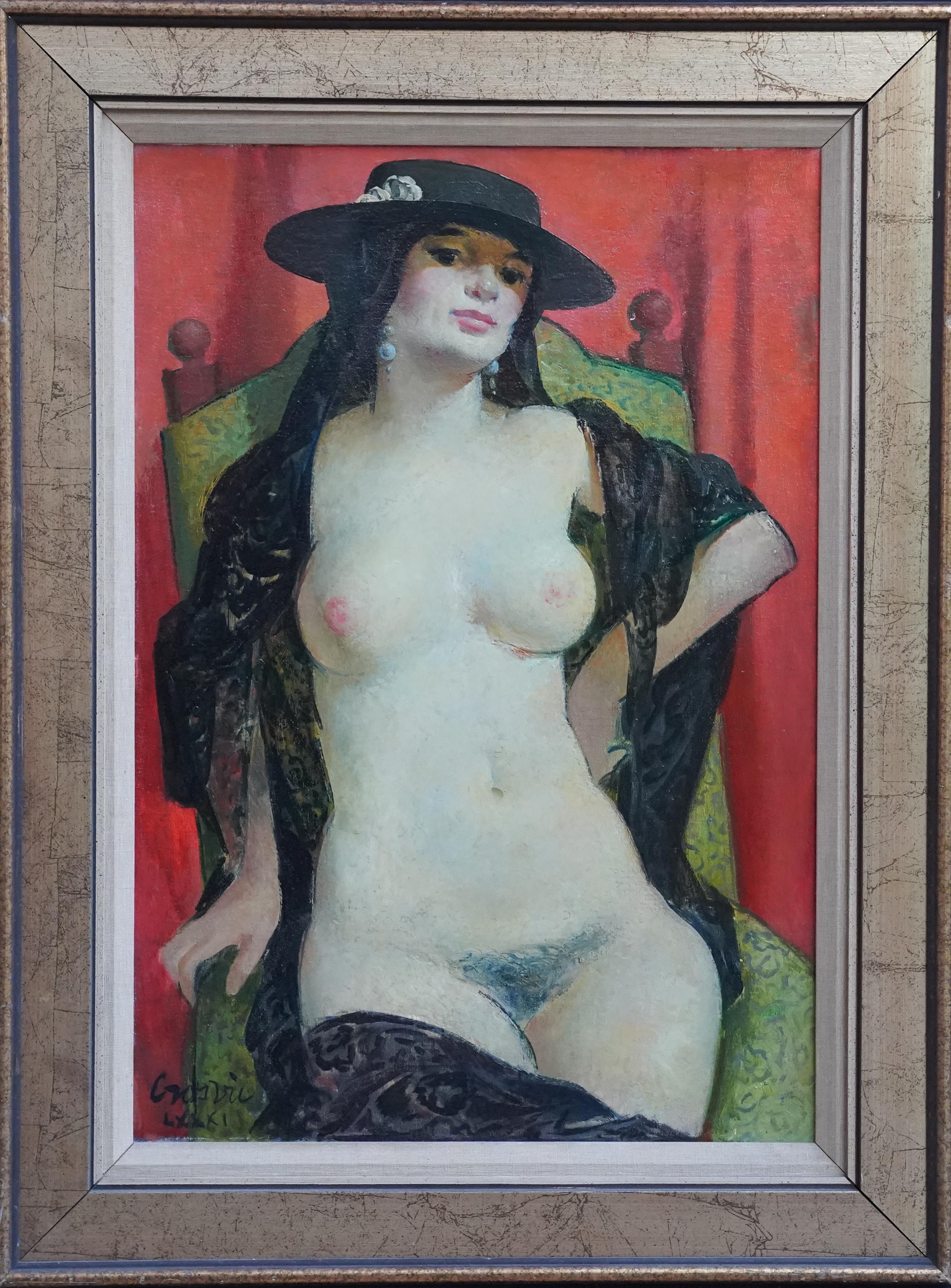 Nude Painting William Crosbie - Portrait nu d'une femme espagnole - Peinture à l'huile d'un portrait de femme écossaise