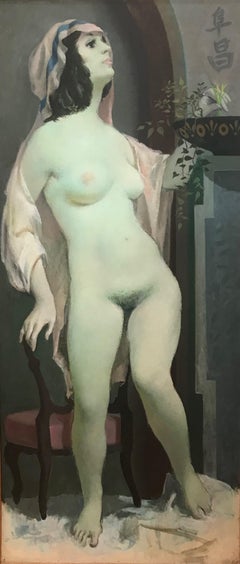 William Crosbie, Phoenix, Full length nude, Large Scottish Modernist oil