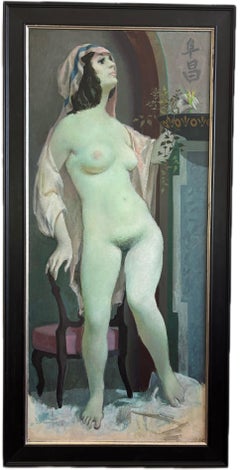 William Crosbie, Phoenix, Nude, Large Scottish oil painting Egyptian Beauty