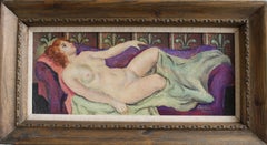 Vintage William Crosbie, Reclining nude, Scottish Modernist oil