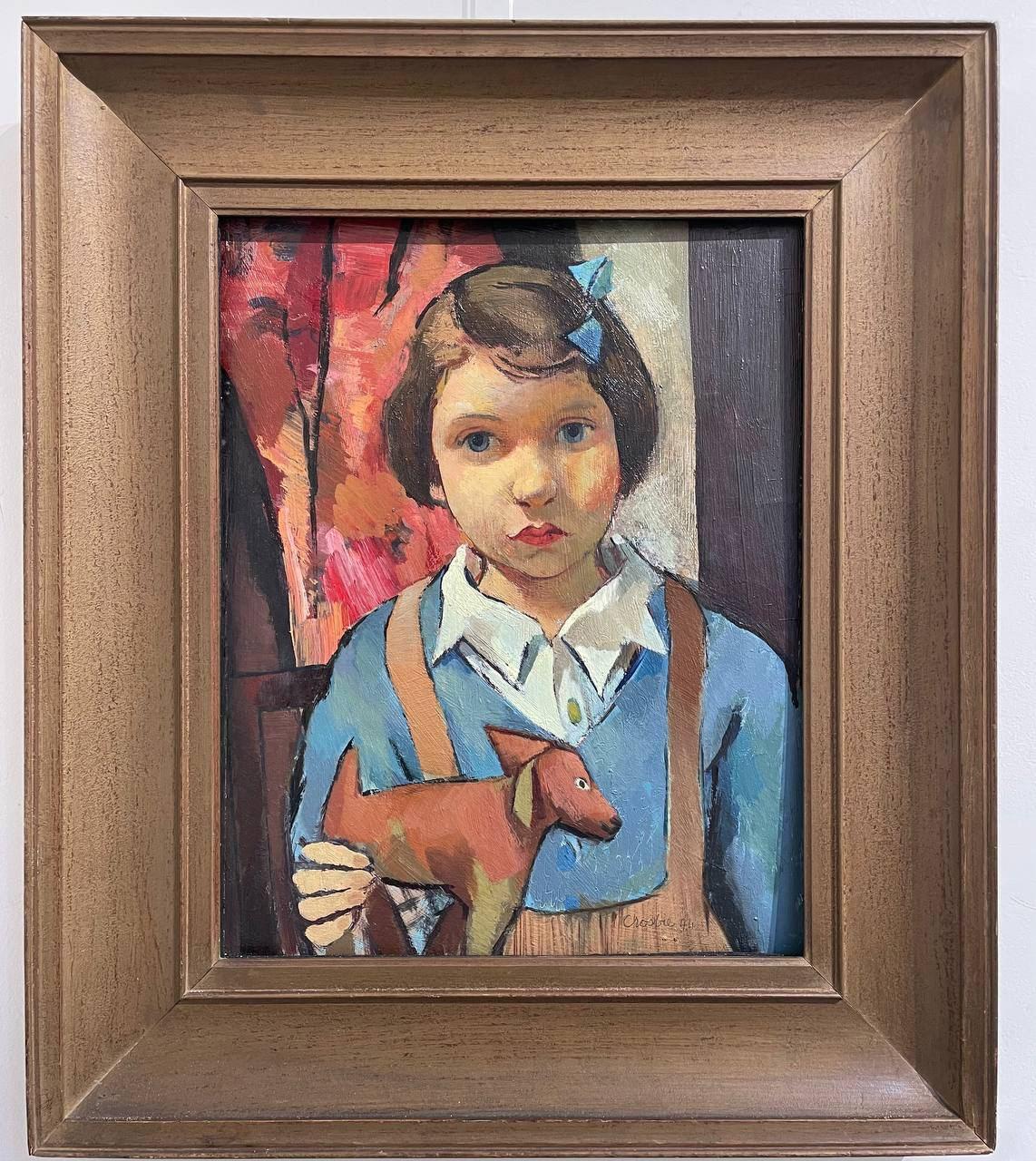 William Crossbie Portrait Painting - Girl with Toy Dog