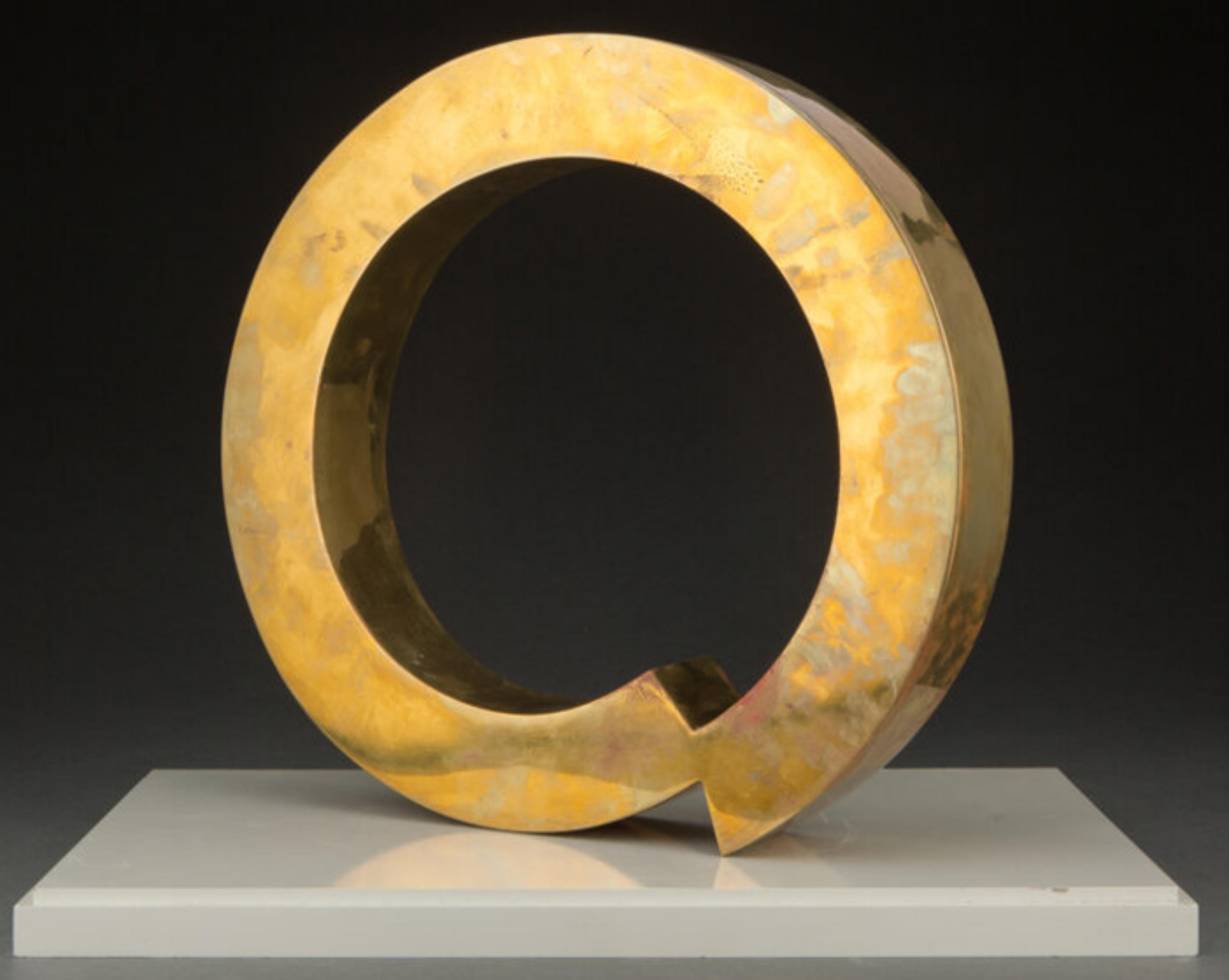Hakuin, Unique signed brass sculpture on plinth, ex GE corporate art collection - Sculpture by William Crovello