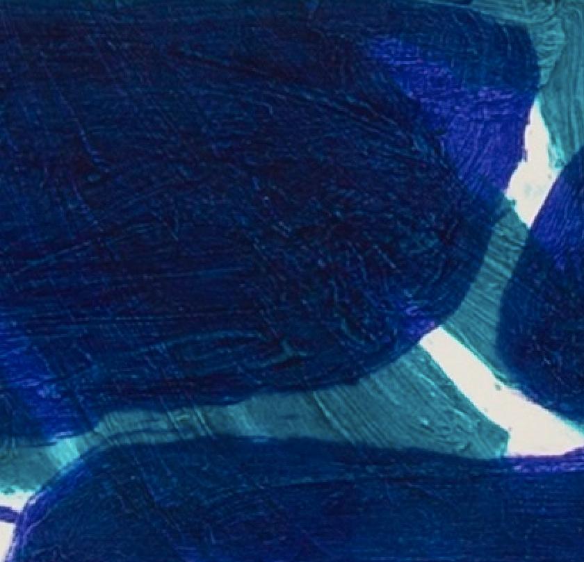 Meon Shore II - Estampa abstracta azul y blanca del siglo XX por William Crozier en venta 2