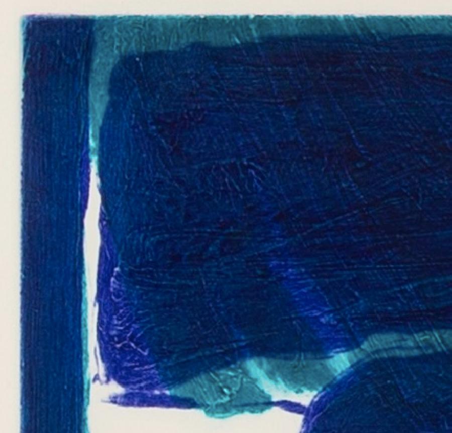 Meon Shore II - Estampa abstracta azul y blanca del siglo XX por William Crozier en venta 3