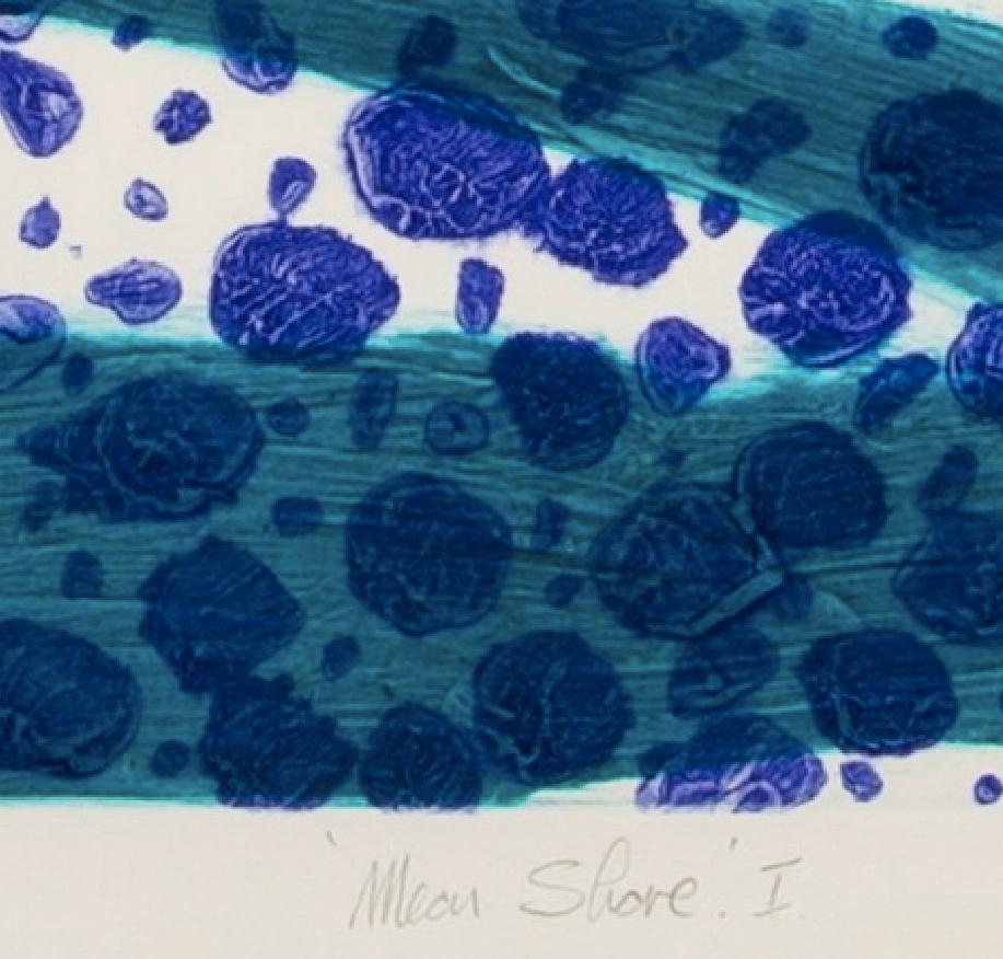 Meon Shore II - Estampa abstracta azul y blanca del siglo XX por William Crozier en venta 5