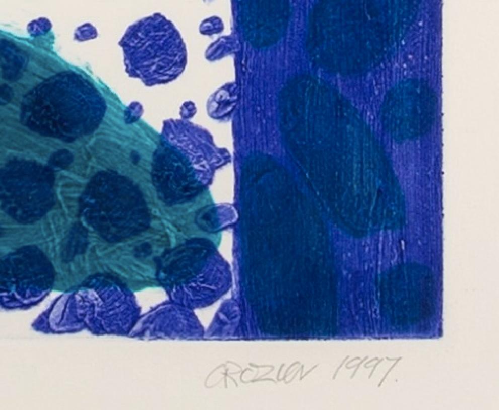 Meon Shore II - Estampa abstracta azul y blanca del siglo XX por William Crozier en venta 6