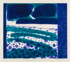 Meon Shore II - Blue + White 20th Century Abstract Print by William Crozier