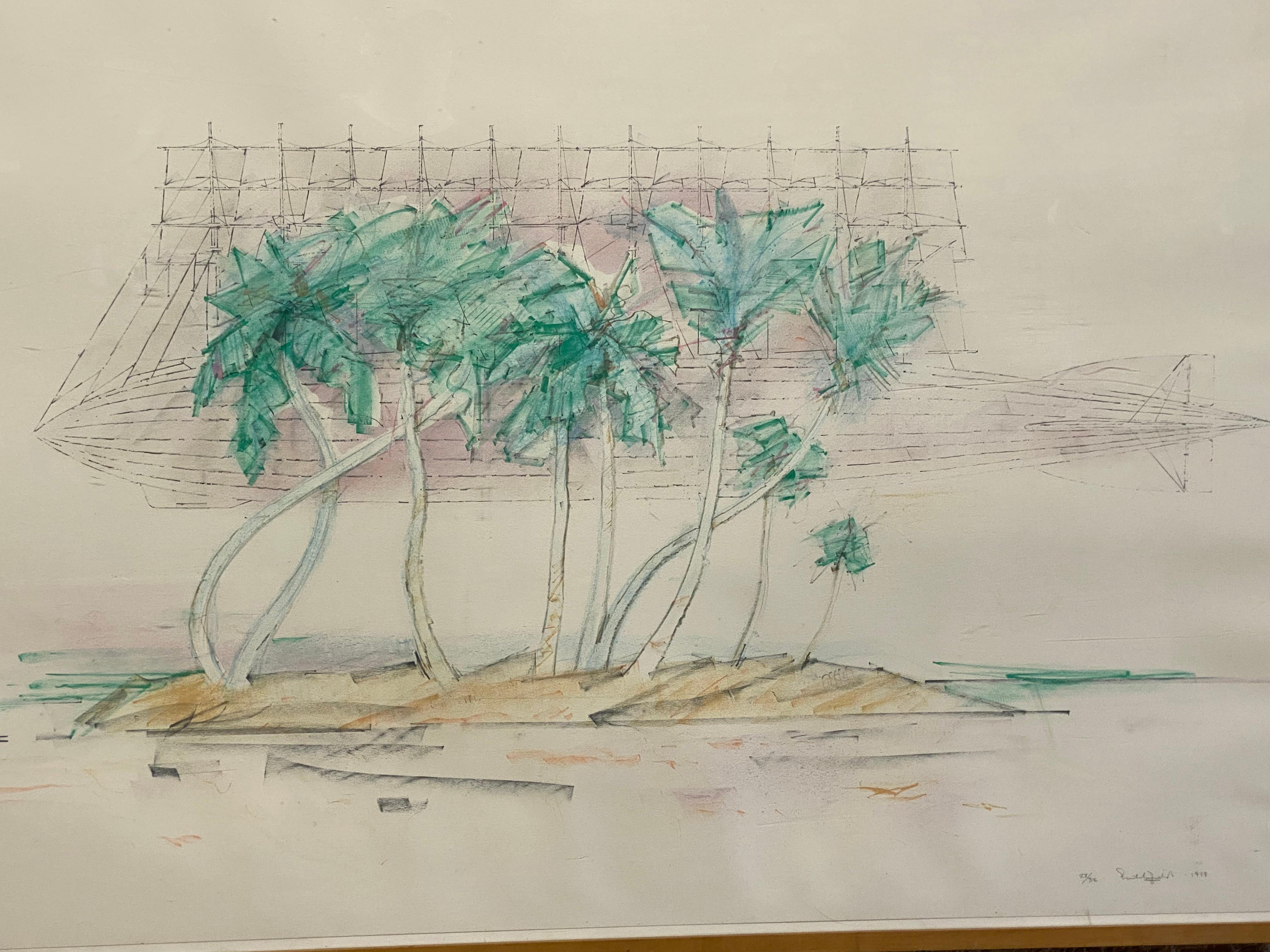 Late 20th Century William Crutchfield Zeppelin Island Lithograph, 1977