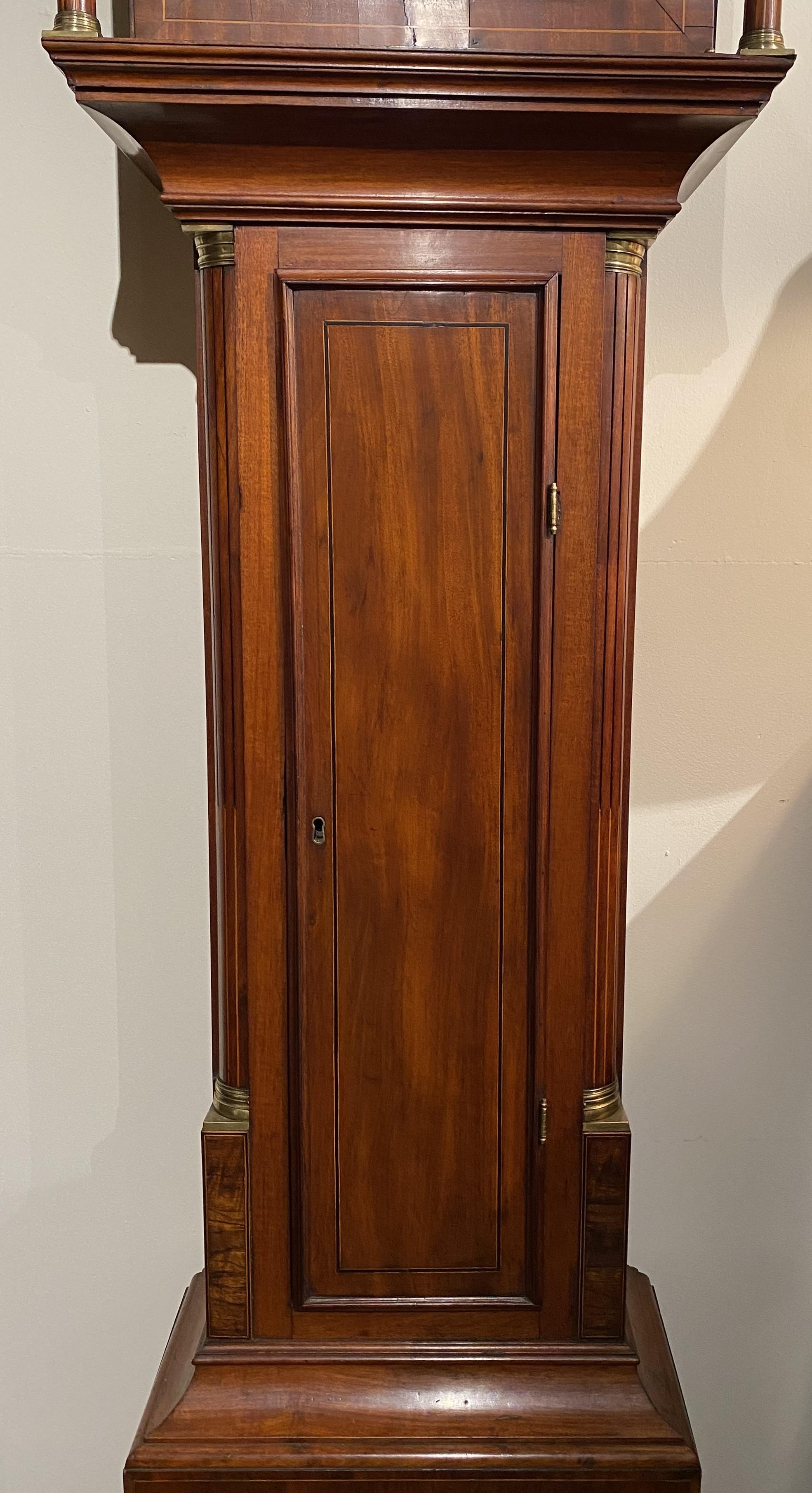 American William Cummens Federal Mahogany Tall Clock with Moon Phase Dial circa 1820 For Sale
