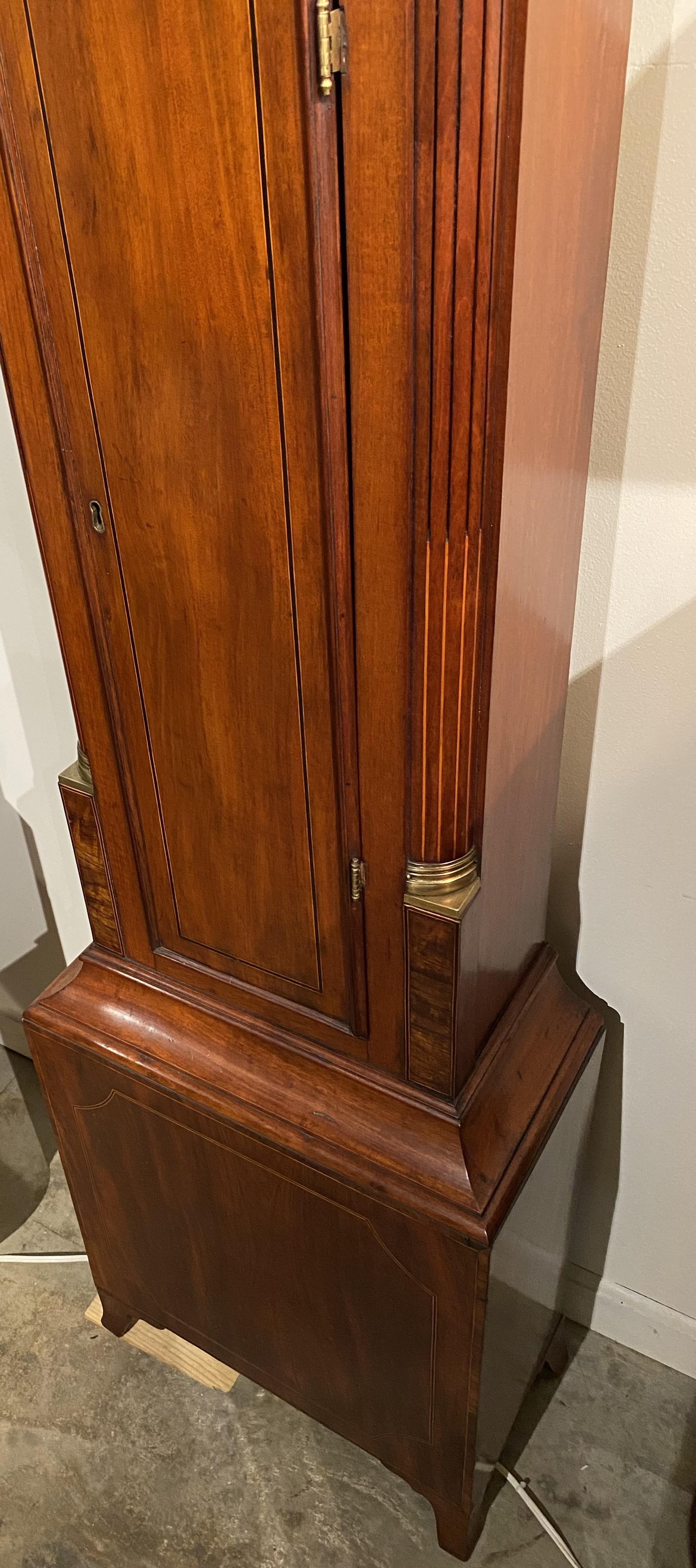 Metal William Cummens Federal Mahogany Tall Clock with Moon Phase Dial circa 1820 For Sale