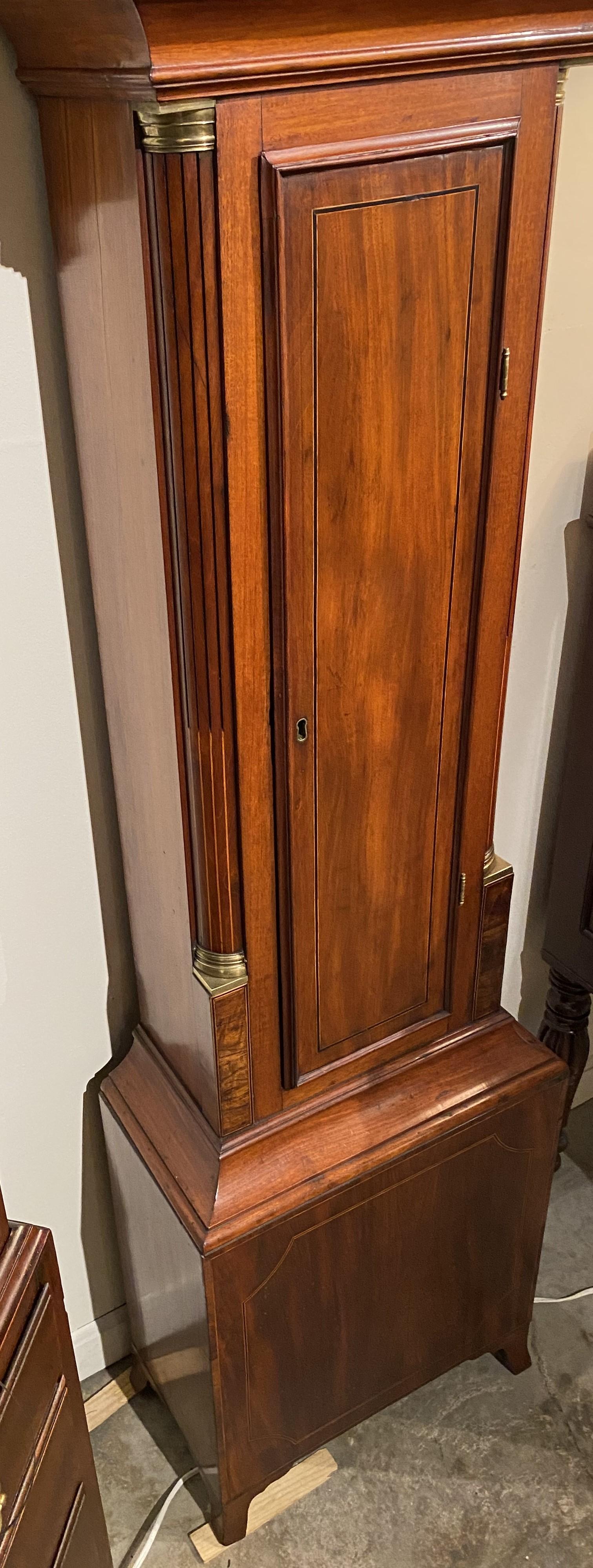 William Cummens Federal Mahogany Tall Clock with Moon Phase Dial circa 1820 For Sale 2