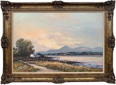 Vintage Oil Painting of Murlough Bay with the Mourne Mountains in the Distance Ireland