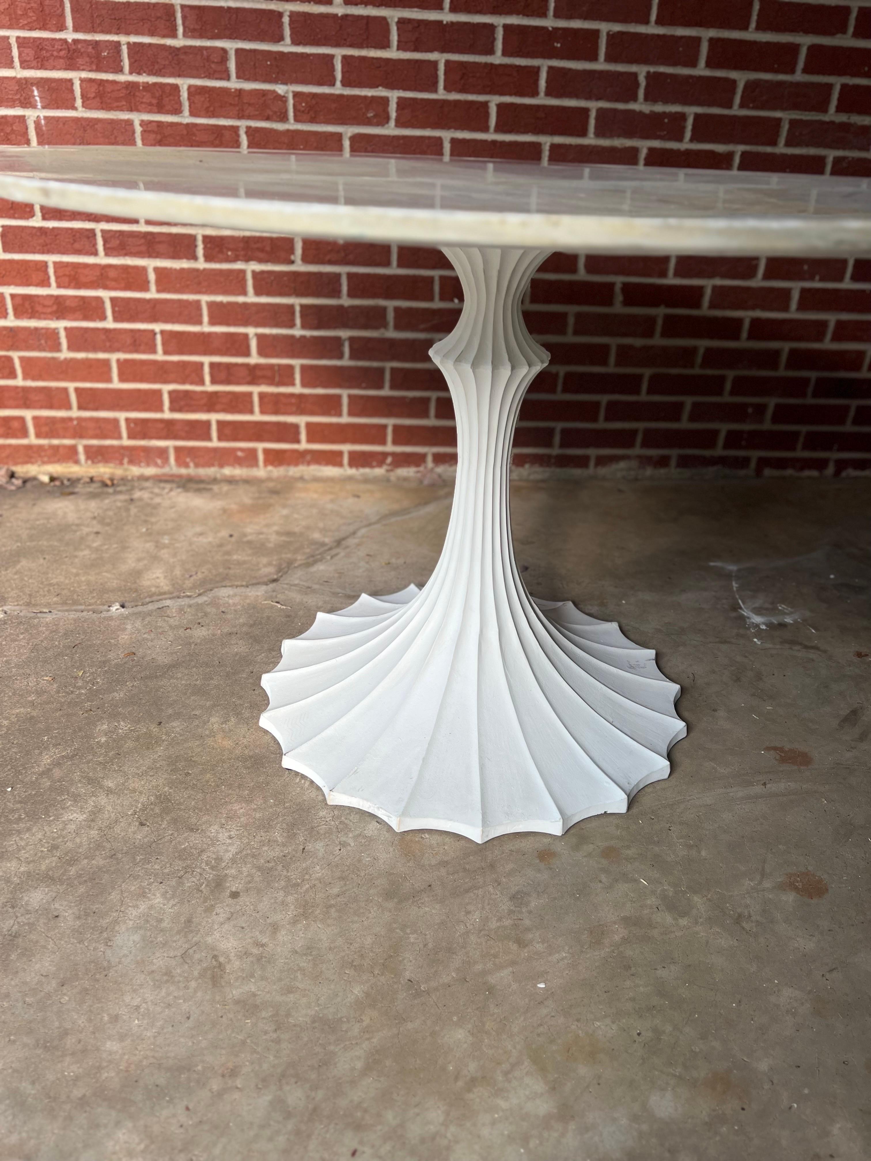 French Provincial William D Scott Fluted Iron Tulip Table Base (Only)  - White