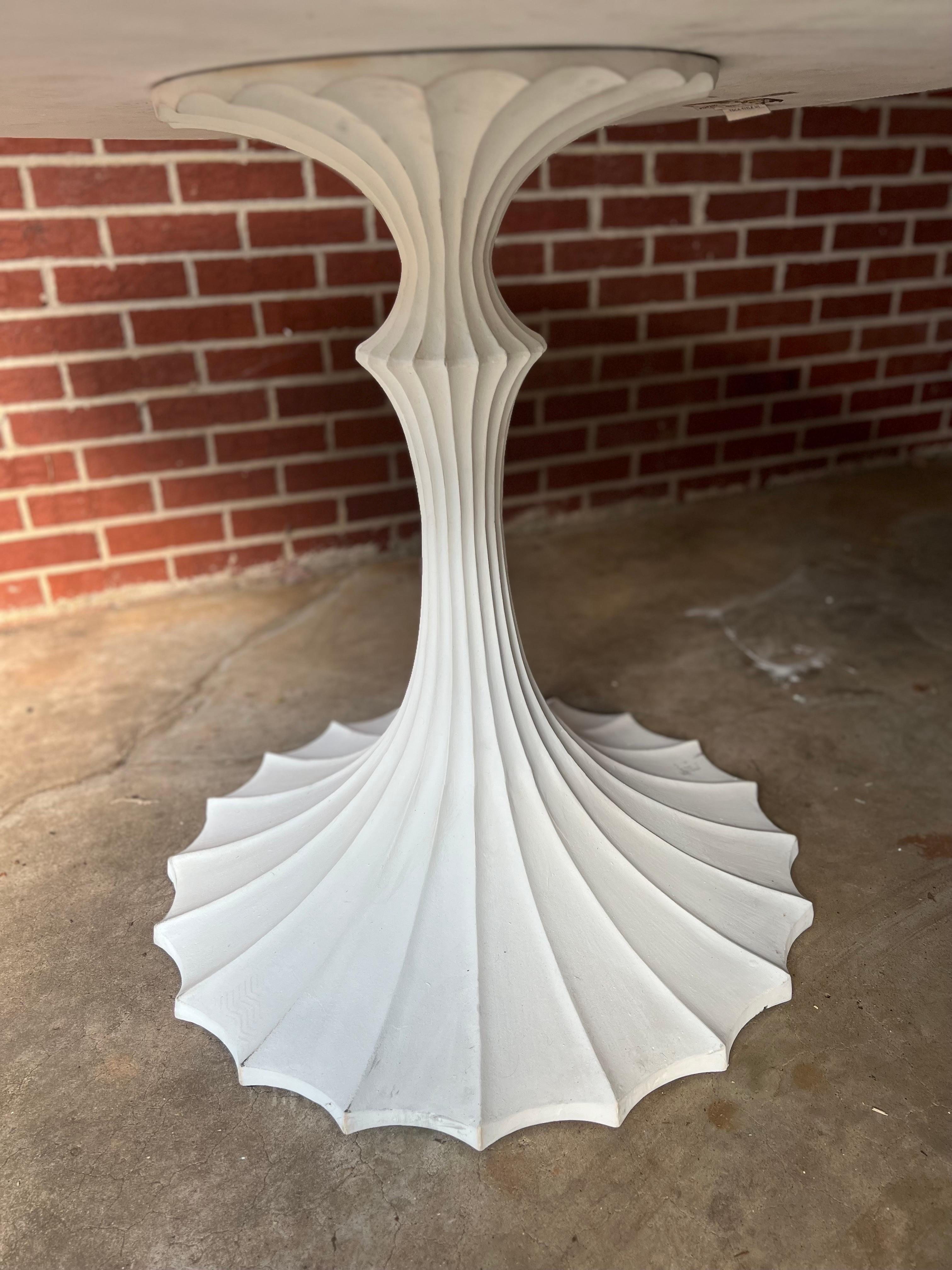 Contemporary William D Scott Fluted Iron Tulip Table Base (Only)  - White