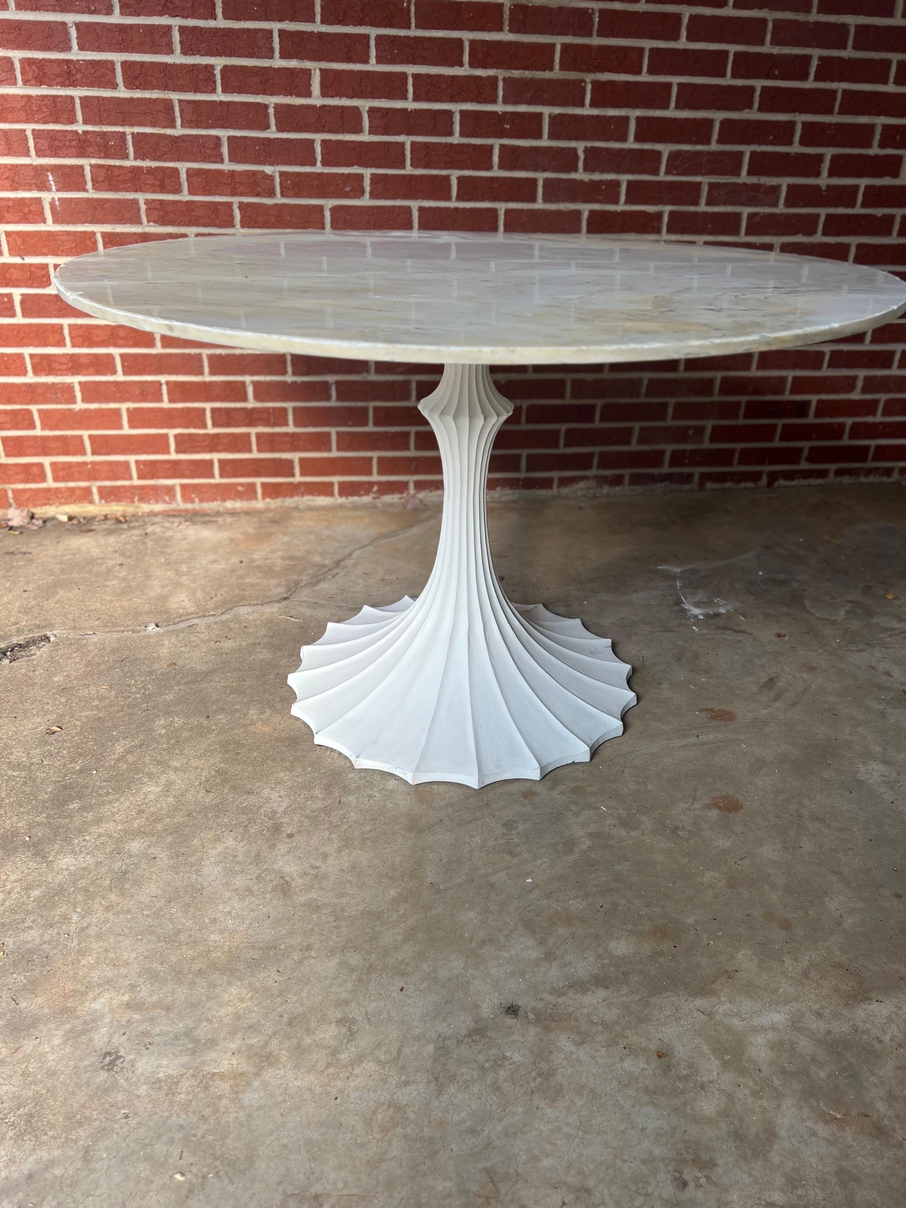 William D Scott Fluted Iron Tulip Table Base (Only)  - White 2