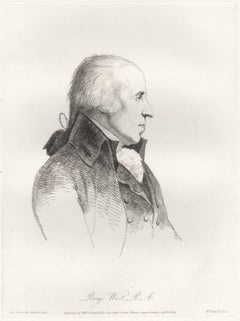 Antique Benjamin West, history painter, portrait, soft ground etching, 1809